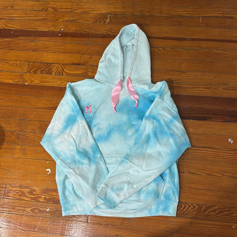 Blue Trendy Oversized Tie Dye Hoodie